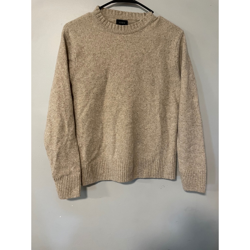 J.Crew Womens Merino Wool Blend Crewneck Sweater Oatmeal Heather Beige Size S